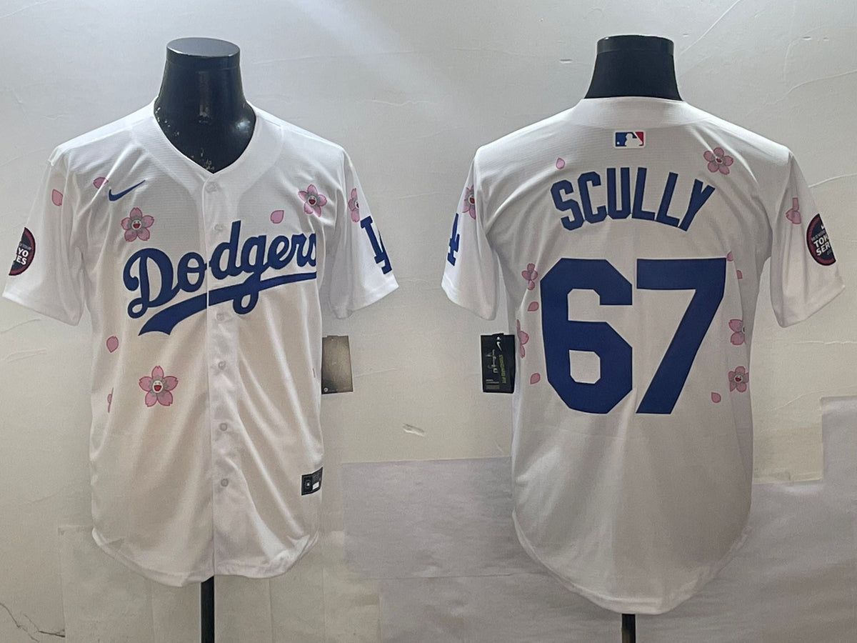 Men's Los Angeles Dodgers Vince Scully #67 White Player Jersey