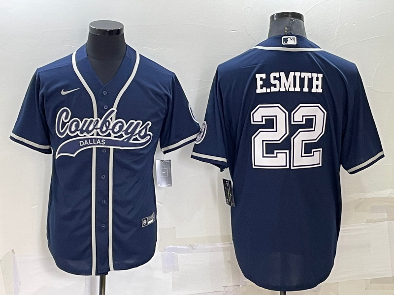 Men's Dallas Cowboys Emmitt Smith #22 Navy Game Jersey1 Joint Edition