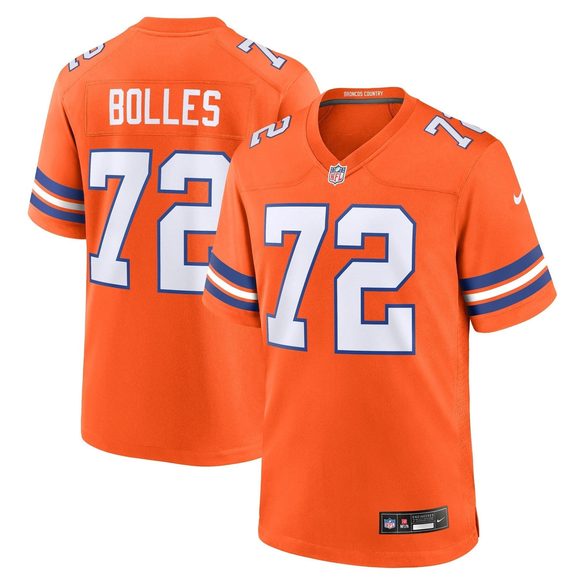 Garrett Bolles Denver Broncos Nike Mile High Collection 1977 Throwback   Game Jersey - Orange