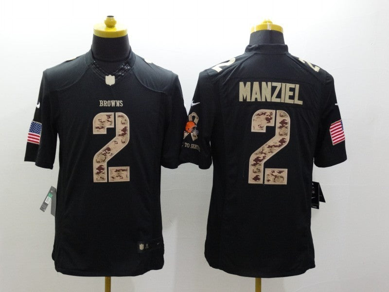 Men's Cleveland Browns Johnny Manziel #2 Black Player Game Jersey1