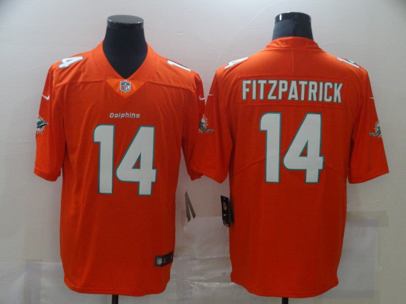 Men's Miami Dolphins Ryan Fitzpatrick #14 Orange Game Jersey1