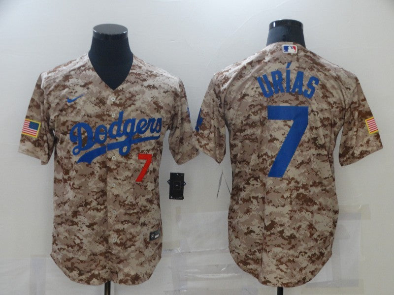 Men's Los Angeles Dodgers Julio Urias #7 Camouflage Replica Player Jersey1