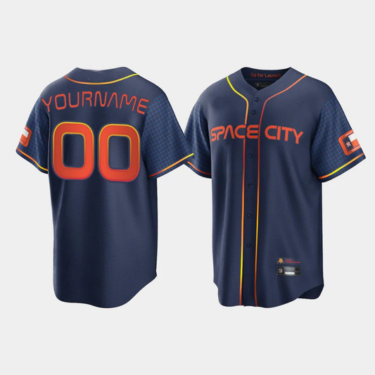 Men's Houston Astros Navy 2022 City Connect Replica Custom Jersey1