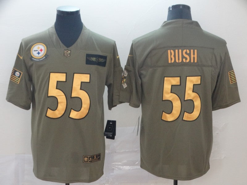 Men's Pittsburgh Steelers Devon Bush Jr. #55 Brown Game Player Jersey1