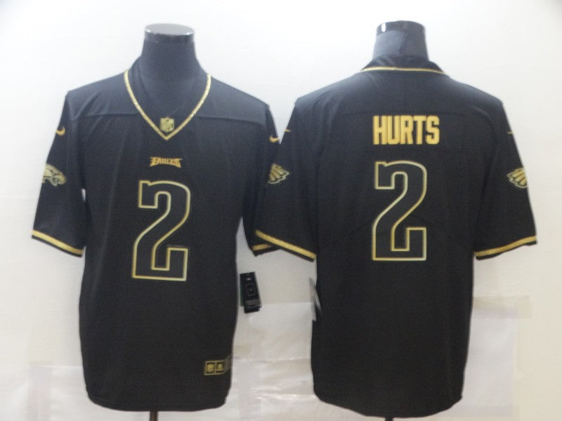 Men's Philadelphia Eagles Jalen Hurts #2 Black Game Player Jersey1