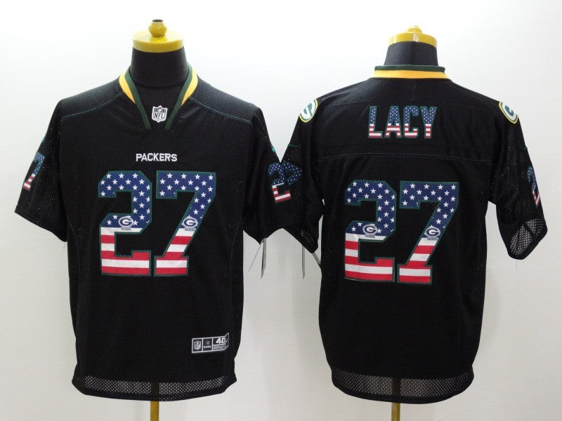 Men's Green Bay Packers Eddie Lacy #27 Black Game Jersey1