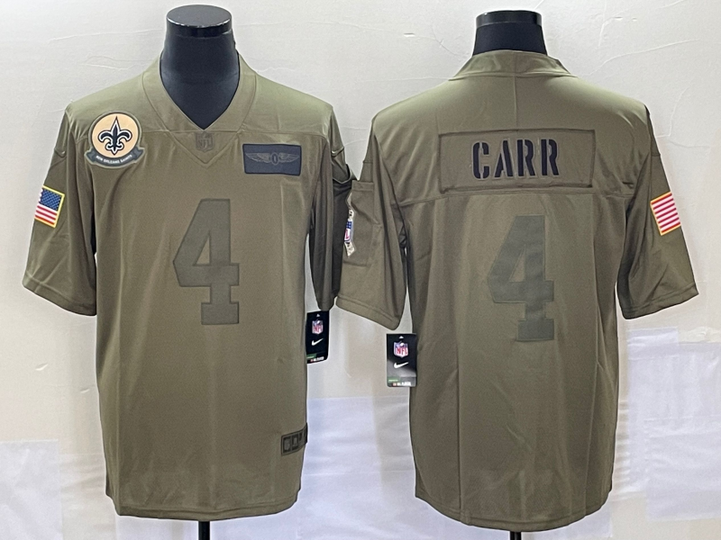 Men's New Orleans Saints Derek Carr #4 Brown Game Jersey1