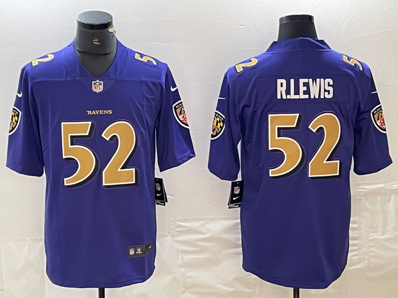 Men's Baltimore Ravens Ray Lewis #52 Purple Game Jersey1