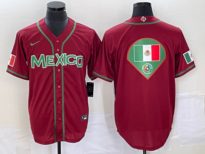 Men's 2023 World Baseball Classic Mexico Red Jersey1