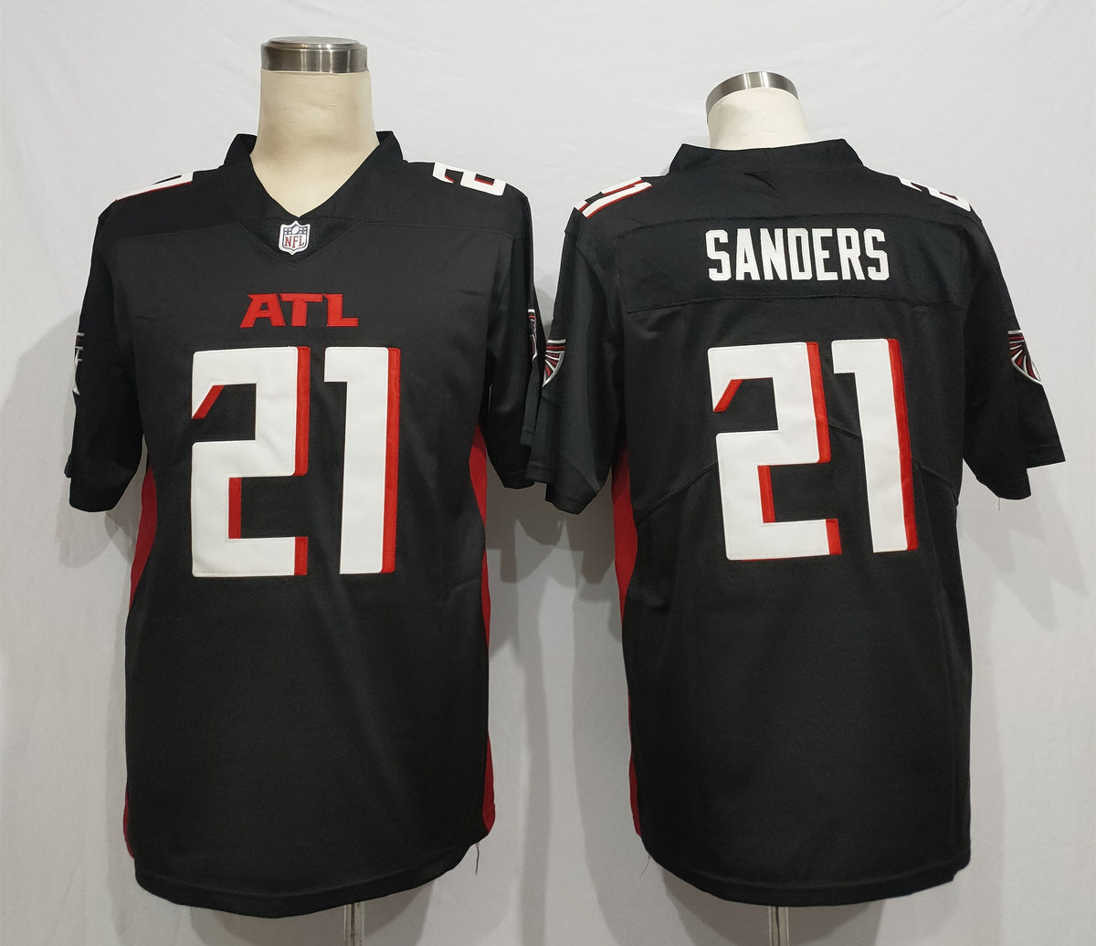 Men's Atlanta Falcons Deion Sanders #21 Black Game Player Jersey1