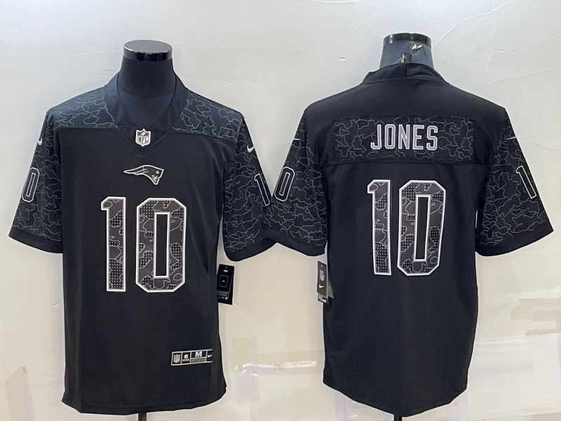 Men's New England Patriots Mac Jones #10 Black RFLCTV Limited Jersey1