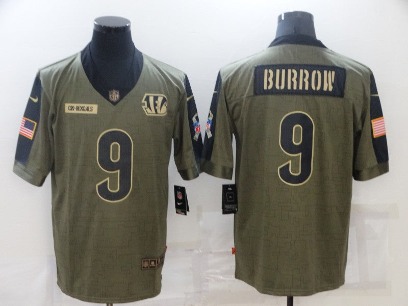 Men's Cincinnati Bengals Joe Burrow #9 Brown Game Player Jersey2