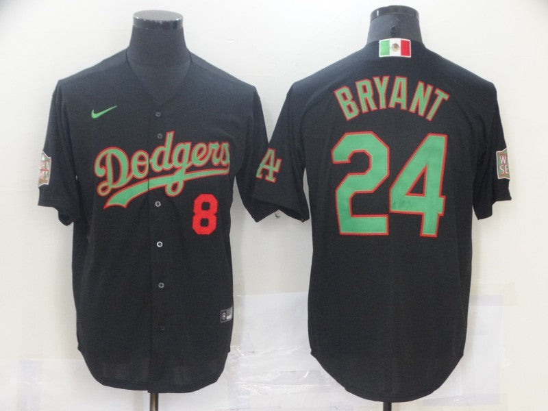 Men's Los Angeles Dodgers Kobe Bryant #8-24 Black Stitched Jersey1
