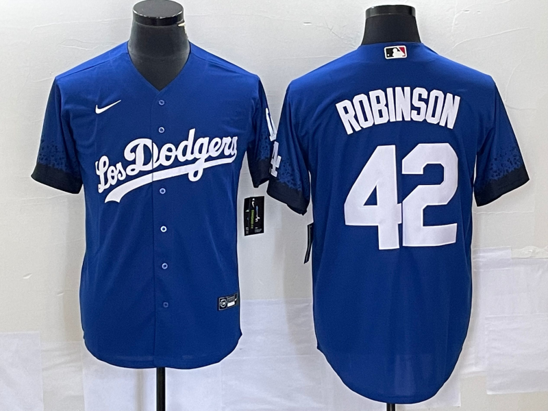 Men's Los Angeles Dodgers Jackie Robinson #42 Royal City Connect Replica Player Jersey1