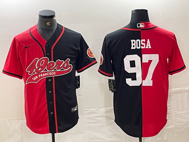 Men's San Francisco 49ers Nick Bosa #97 Red/Black Game Player Jersey1 Joint Edition