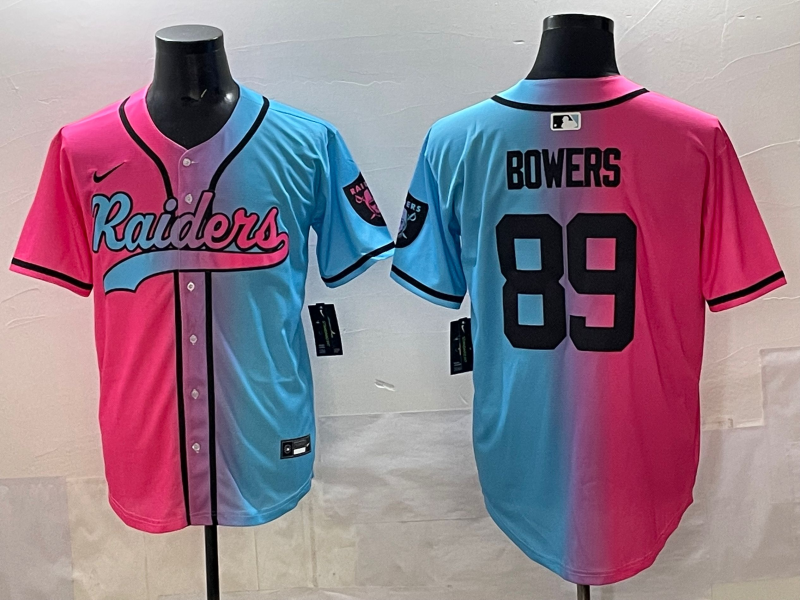 Men's Las Vegas Raiders Brock Bowers #89 Pink/Blue Game Jersey