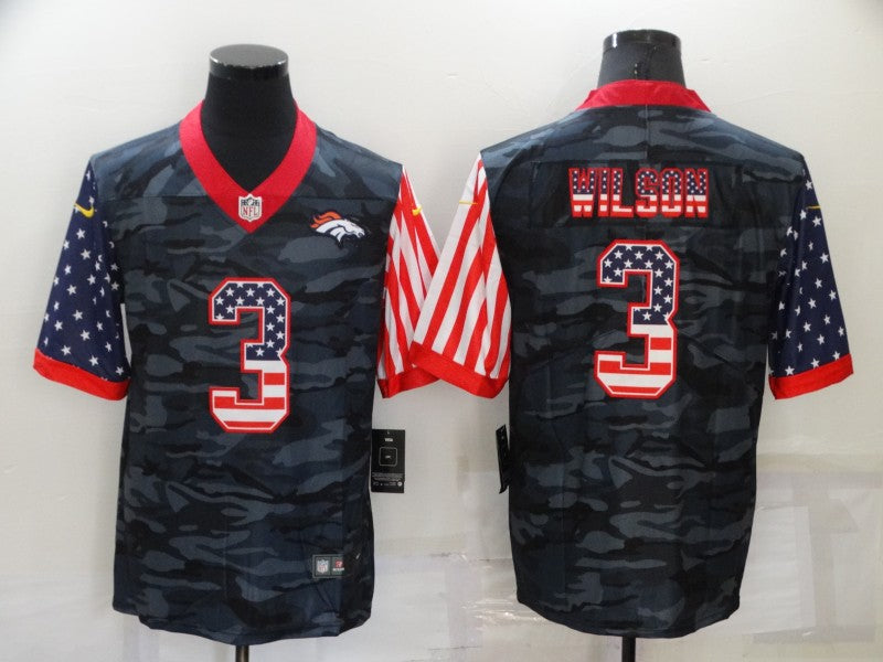 Men's Denver Broncos Russell Wilson #3 Grey Camouflage Player Jersey1