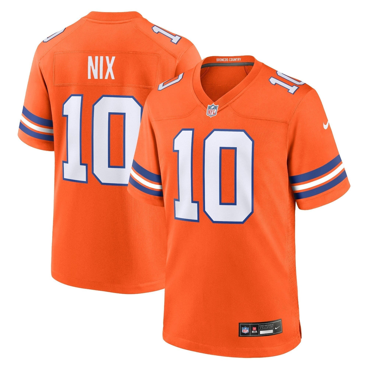 Bo Nix Denver Broncos Nike Mile High Collection 1977 Throwback   Game Jersey - Orange