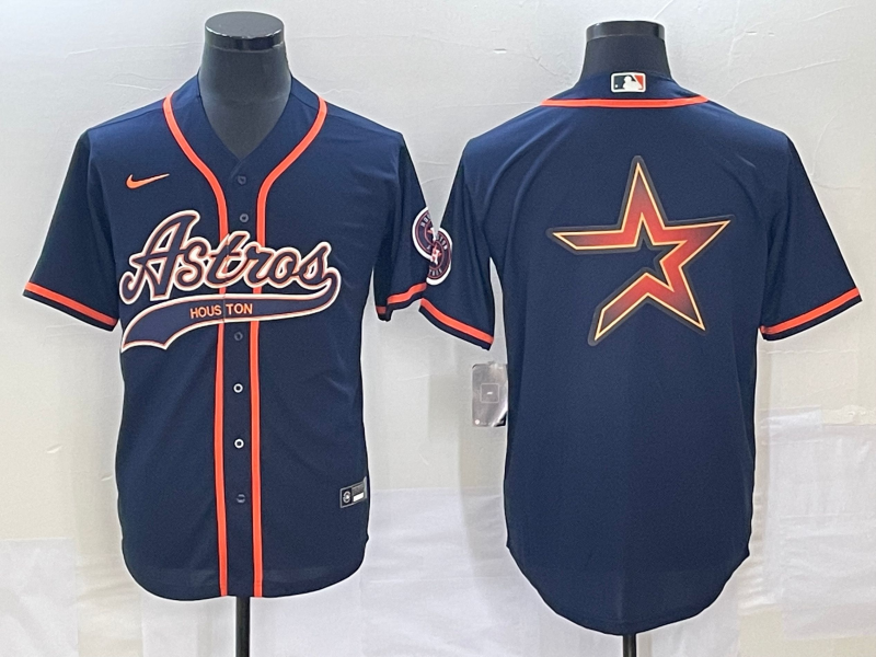 Men's Houston Astros Navy Replica Authentic Jersey1 Joint Edition