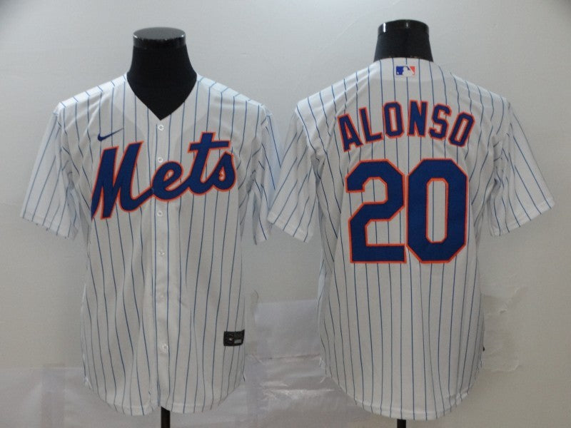 Men's New York Mets Pete Alonso #20 White Replica Baseball Jersey1