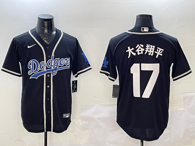 Men's Los Angeles Dodgers Shohei Ohtani Black Alternate Player Jersey1
