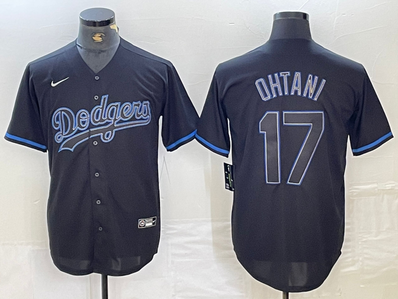 Men's Los Angeles Dodgers Shohei Ohtani #17 Black Replica Team Jersey1