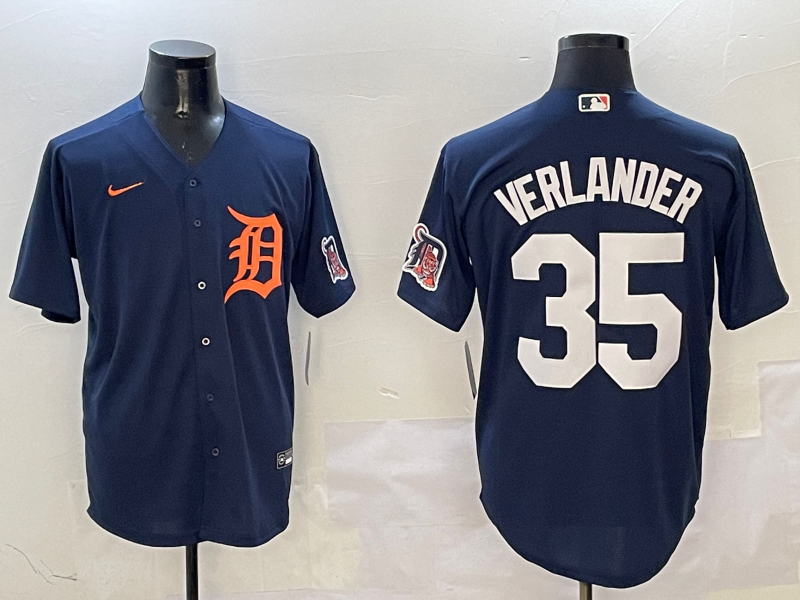 Men's Detroit Tigers Justin Verlander #35 Navy Limited Player Jersey