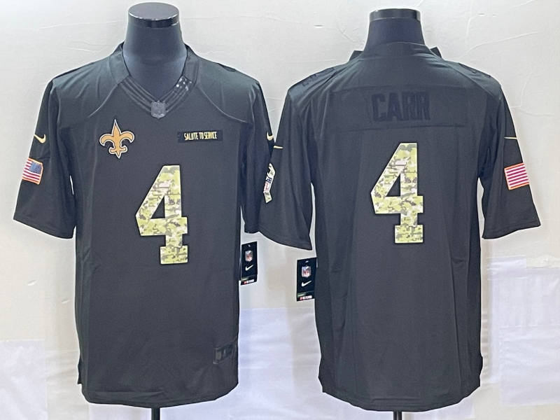 Men's New Orleans Saints #4 Derek Carr Black Player Jersey1