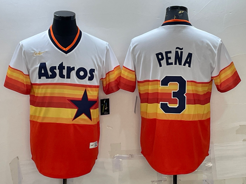 Men's Houston Astros Jeremy Pena #3 White Home Cooperstown Collection Team Jersey1