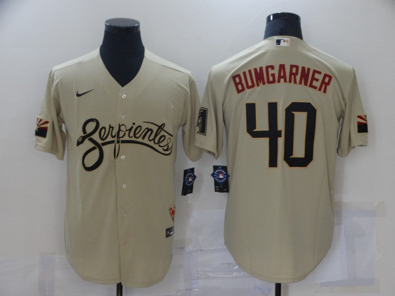 Men's Arizona Diamondbacks Madison Bumgarner #40 Beige Replica Baseball Jersey1