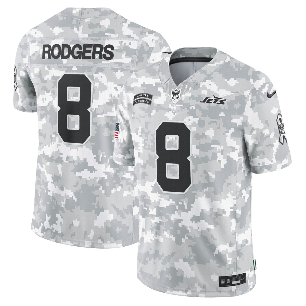 Aaron Rodgers New York Jets Nike 2024 Salute to Service Limited Jersey - Arctic Camo
