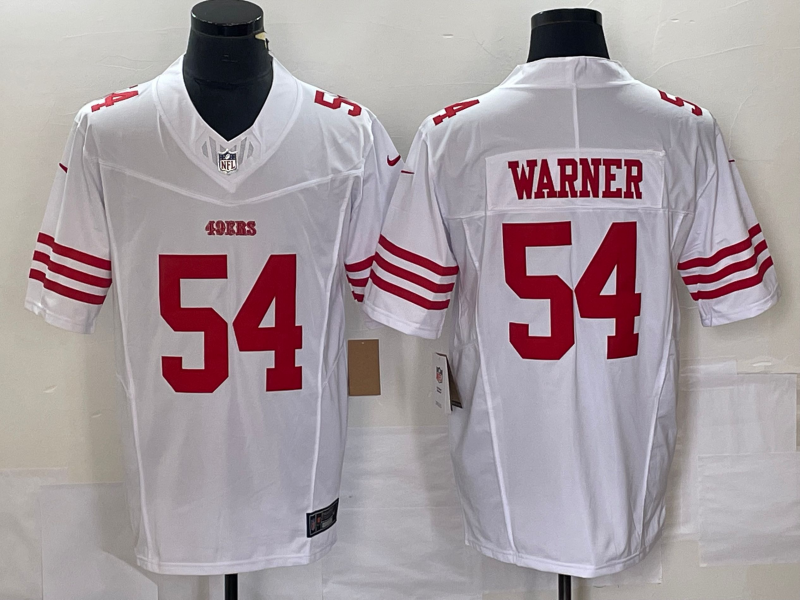 Men's San Francisco 49ers Fred Warner #54 White Player Game Jersey1
