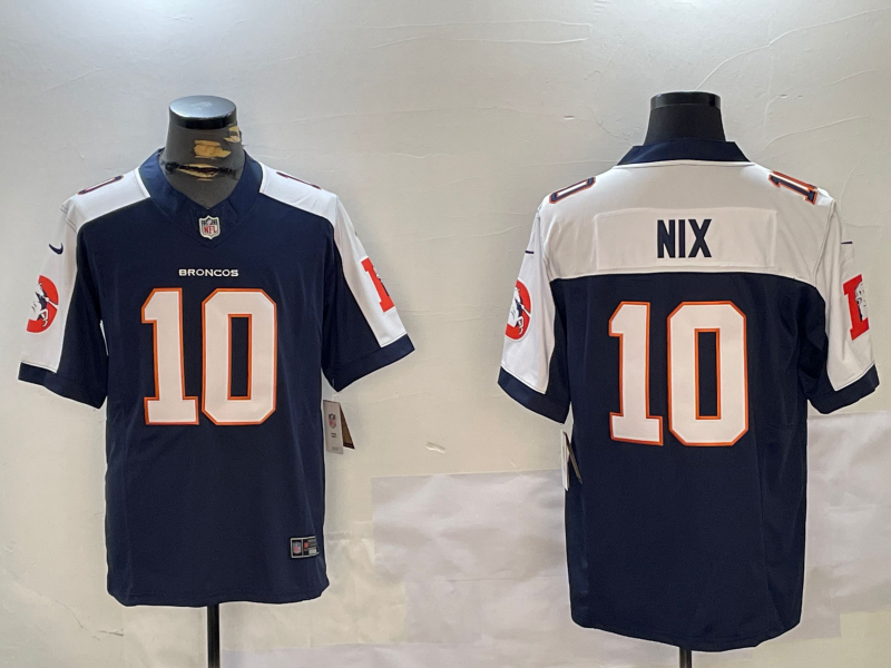 Men's Denver Broncos Bo Nix #10 Navy Alternate Game Jersey1