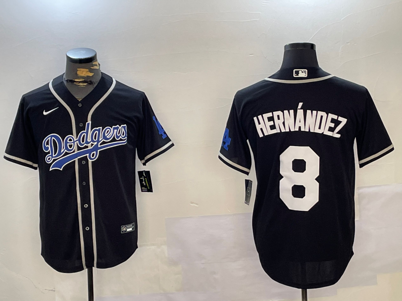 Men's Los Angeles Dodgers Enrique Hernandez #8 Black Player Jersey