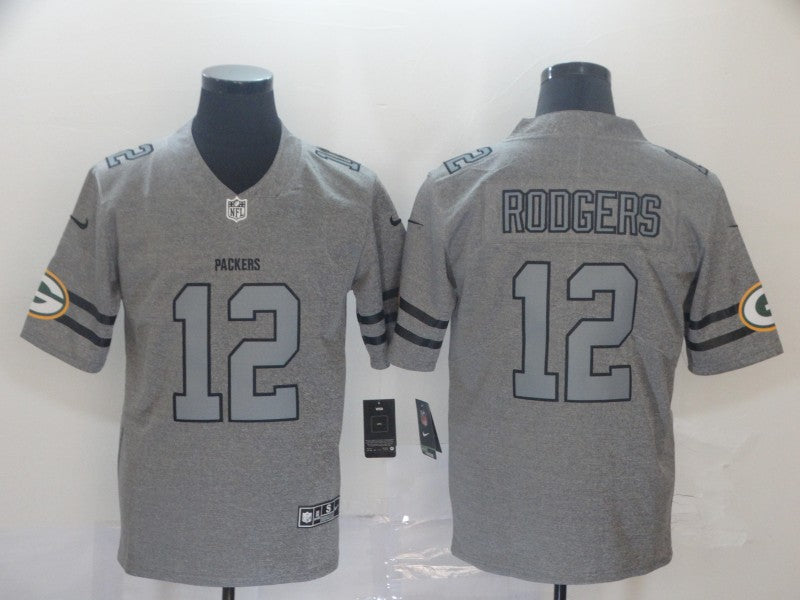 Men's Green Bay Packers Aaron Rodgers #12 Gray Game Jersey1