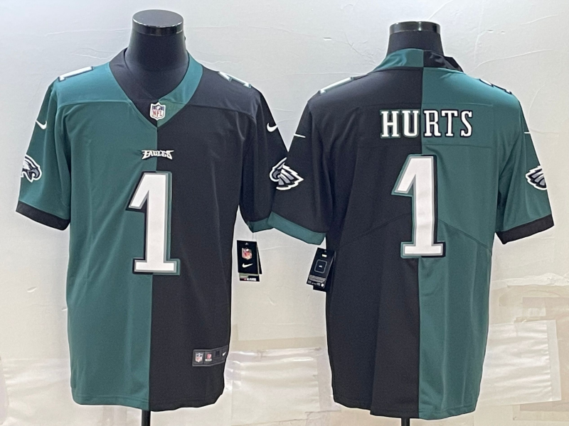 Men's Philadelphia Eagles Jalen Hurts #1 Midnight Green/Black Game Jersey1