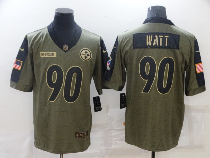 Men's Pittsburgh Steelers T.J. Watt #90 Brown Player Game Jersey1