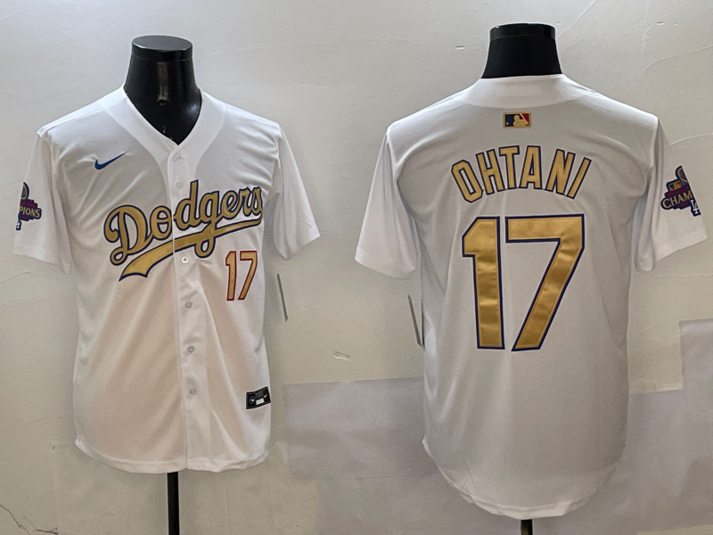 Men's Los Angeles Dodgers Shohei Ohtani #17 White 2025 Gold Collection Limited Jersey