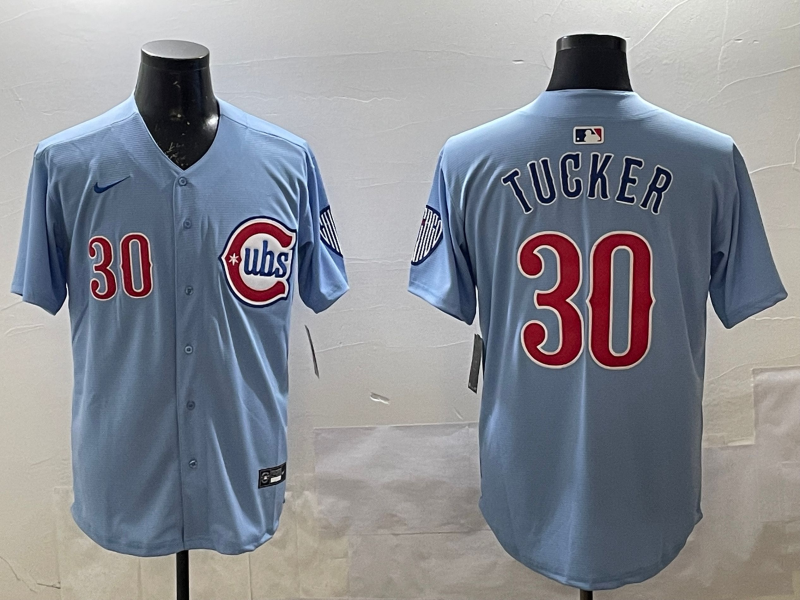 Men's Chicago Cubs Kyle Tucker #30 Baby Blue 2nd Alternate Limited Player Jersey1