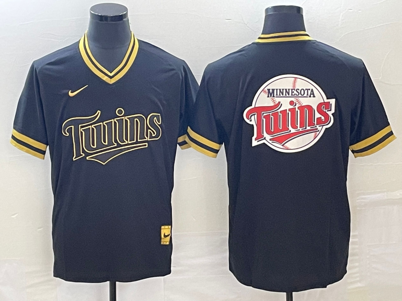 Men's Minnesota Twins Black Replica Player Jersey1
