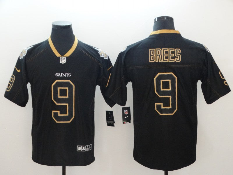 Men's New Orleans Saints Drew Brees #9 Black Game Player Jersey1