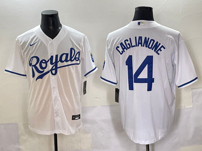 Men's Kansas City Royals Jac Caglianone #14 White Home Limited Player Jersey