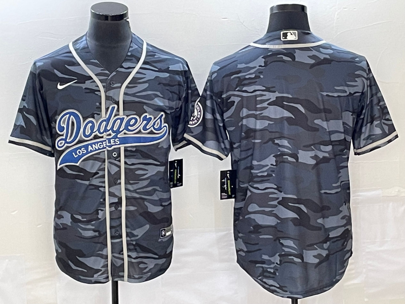 Men's Los Angeles Dodgers Grey Camouflage Blank Jersey1 Joint Edition