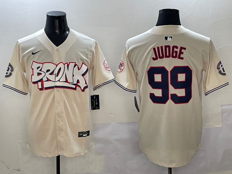 Men's New York Yankees Aaron Judge #99 Cream Limited Player Jersey1