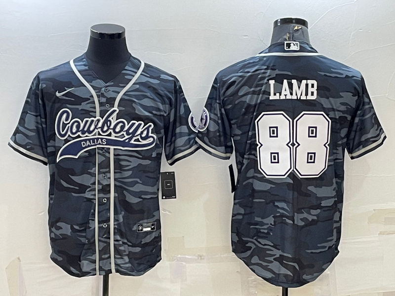 Men's Dallas Cowboys CeeDee Lamb #88 Grey Camouflage Game Jersey1 Joint Edition