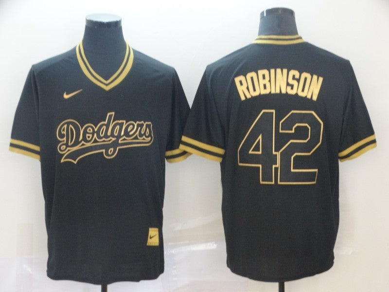 Men's Los Angeles Dodgers Jackie Robinson #42 Black Authentic Game Jersey1