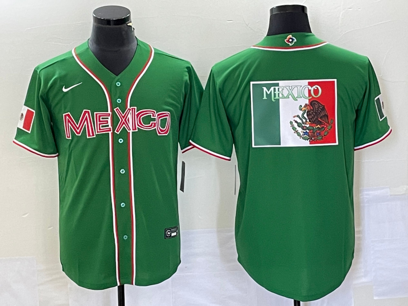Men's 2023 World Baseball Classic Mexico Green Jersey1