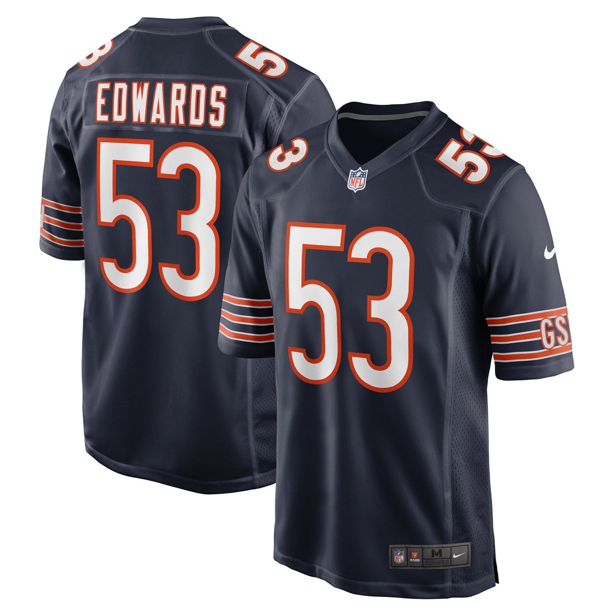 TJ Edwards Chicago Bears Nike Game   Jersey - Navy