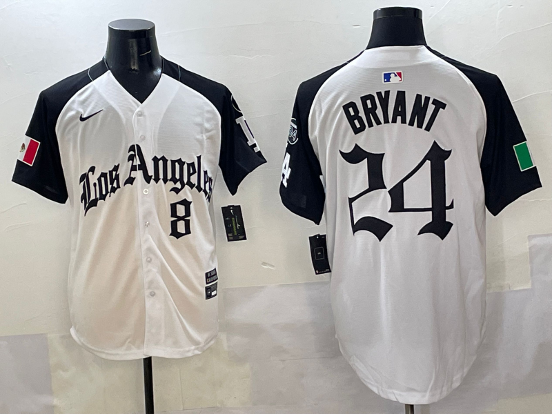 Men's Los Angeles Dodgers Kobe Bryant #8-24 White Game Jersey