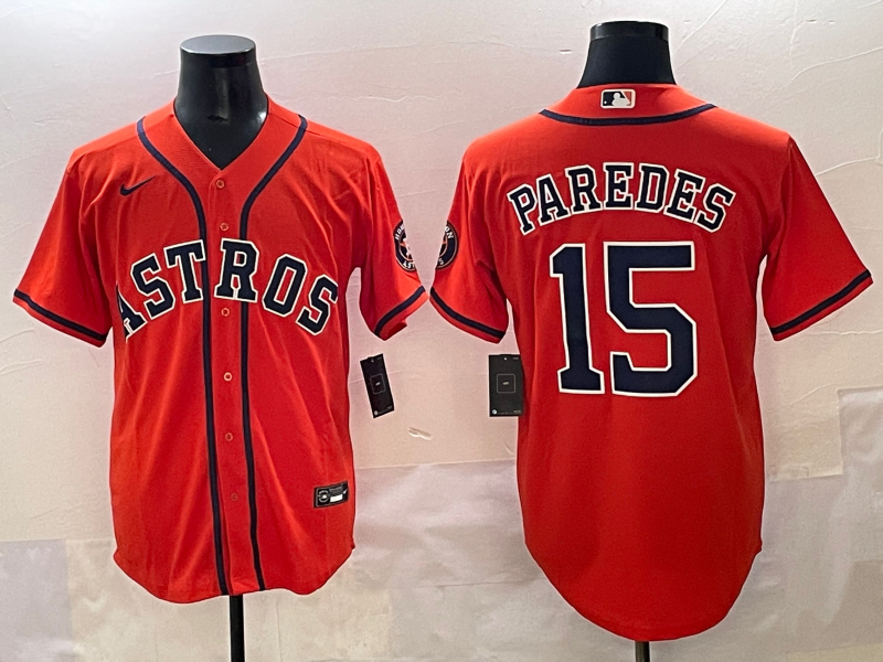 Men's Houston Astros Isaac Paredes #15 Orange Replica Player Jersey